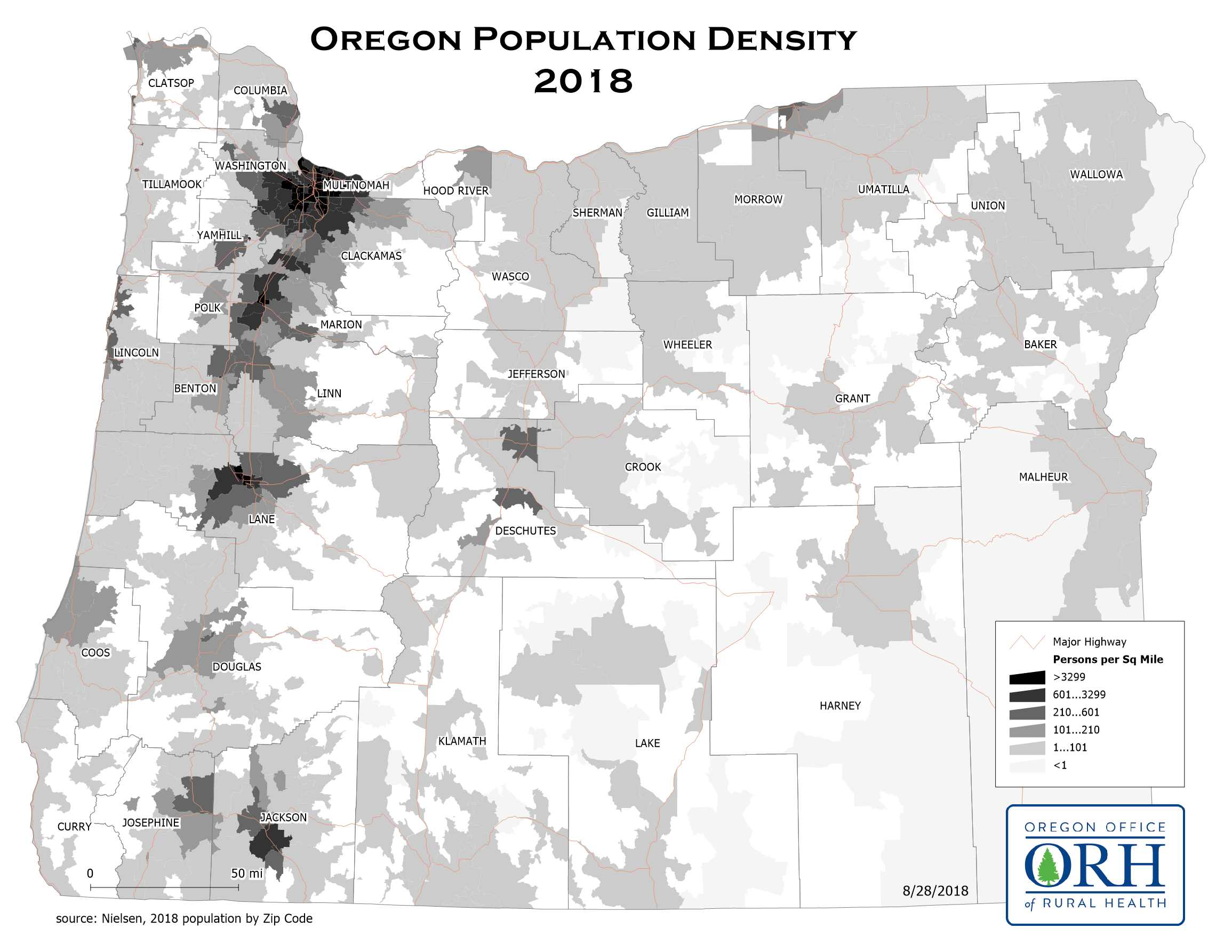 Oregon Population Density OHSU   Oregon Population Density 